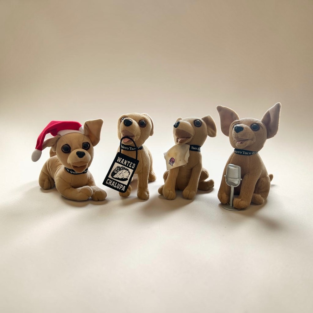 Vintage Taco Bell Chihuahua Plush Set of 4 Talking Dog Mascot 90s Advertising